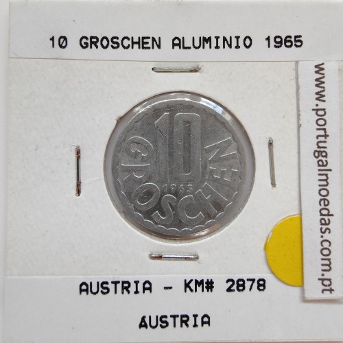 Áustria 10 Groschen 1965 Alumínio, World Coins Austria KM 2878, coin of 10 groschen 1965 Aluminium