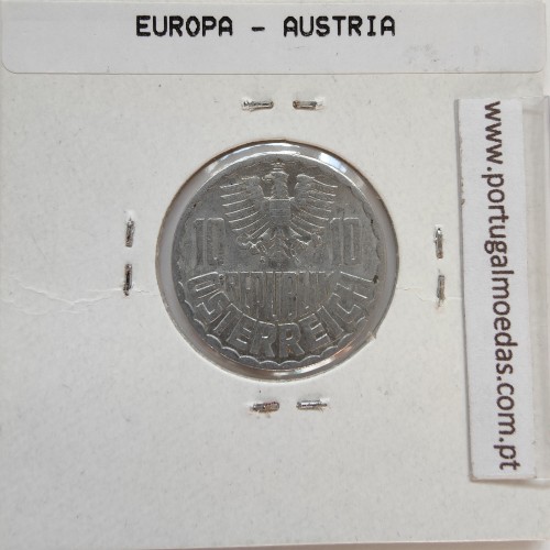 Áustria 10 Groschen 1965 Alumínio, World Coins Austria KM 2878, coin of 10 groschen 1965 Aluminium