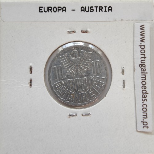 Áustria 10 Groschen 1965 Alumínio, World Coins Austria KM 2878, coin of 10 groschen 1965 Aluminium