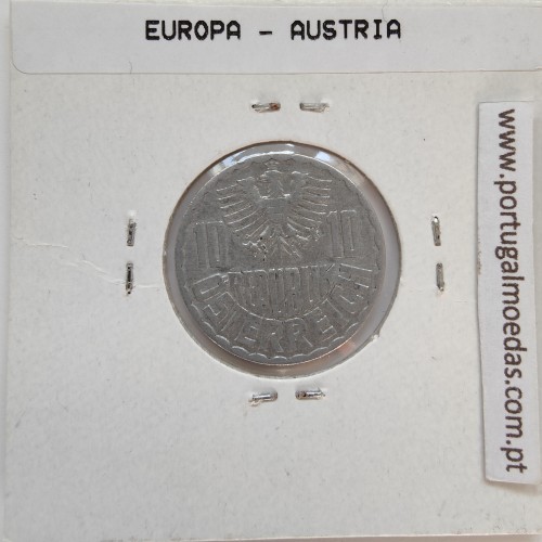 Áustria 10 Groschen 1965 Alumínio, World Coins Austria KM 2878, coin of 10 groschen 1965 Aluminium