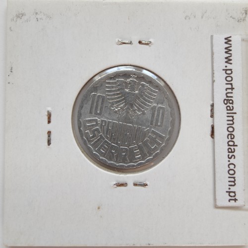 Áustria 10 Groschen 1966 Alumínio, World Coins Austria KM 2878, coin of 10 groschen 1966 Aluminium