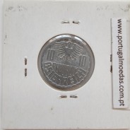 Áustria 10 Groschen 1966 Alumínio, World Coins Austria KM 2878, coin of 10 groschen 1966 Aluminium