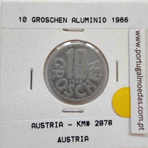 Áustria 10 Groschen 1966 Alumínio, World Coins Austria KM 2878, coin of 10 groschen 1966 Aluminium