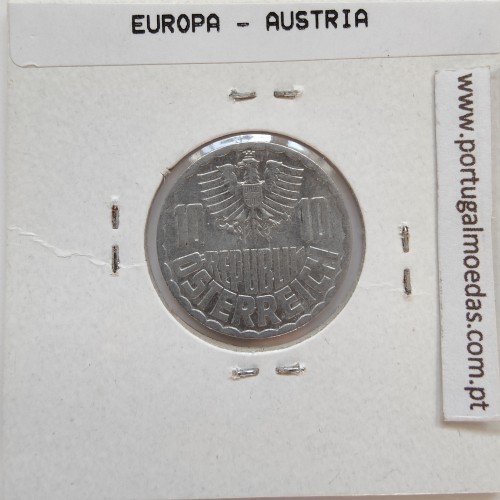 Áustria 10 Groschen 1966 Alumínio, World Coins Austria KM 2878, coin of 10 groschen 1966 Aluminium