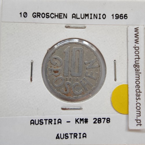 Áustria 10 Groschen 1966 Alumínio, World Coins Austria KM 2878, coin of 10 groschen 1966 Aluminium
