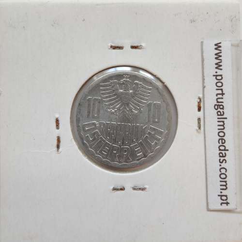 Áustria 10 Groschen 1967 Alumínio, World Coins Austria KM 2878, coin of 10 groschen 1967 Aluminium