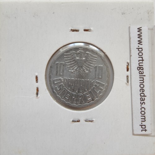 Áustria 10 Groschen 1967 Alumínio, World Coins Austria KM 2878, coin of 10 groschen 1967 Aluminium