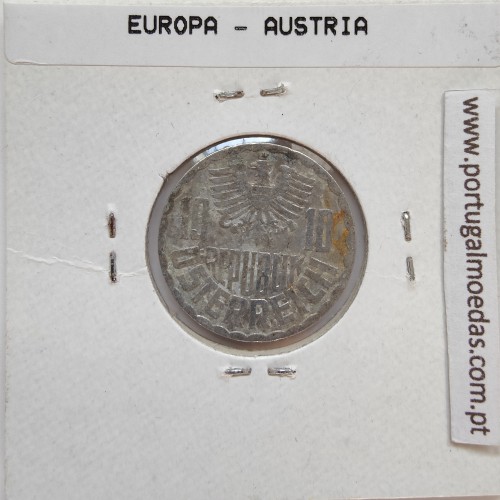 Áustria 10 Groschen 1967 Alumínio, World Coins Austria KM 2878, coin of 10 groschen 1967 Aluminium