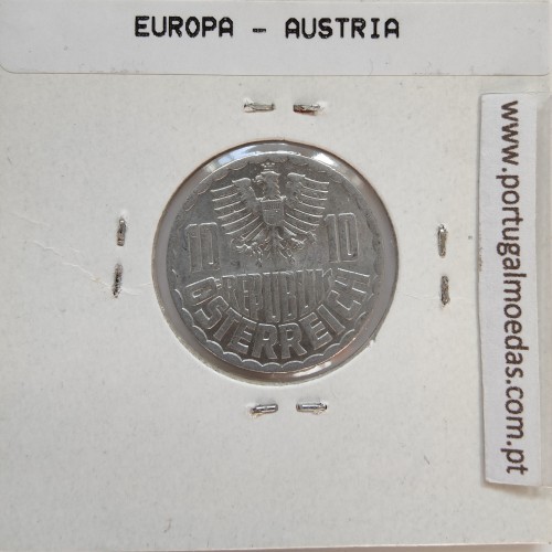 Áustria 10 Groschen 1968 Alumínio, World Coins Austria KM 2878, coin of 10 groschen 1968 Aluminium