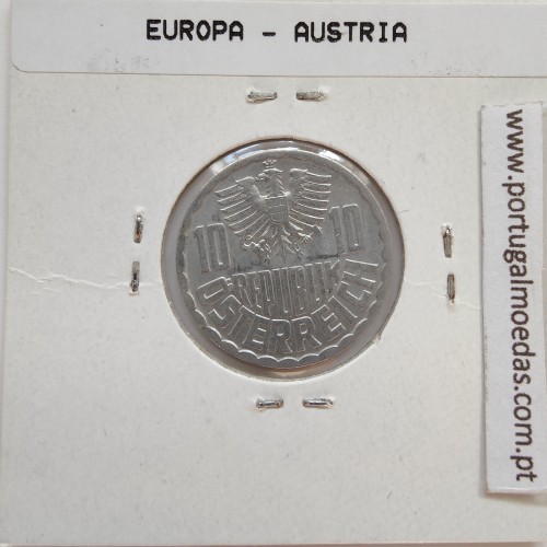 Áustria 10 Groschen 1968 Alumínio, World Coins Austria KM 2878, coin of 10 groschen 1968 Aluminium