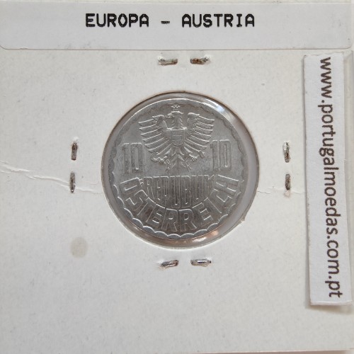 Áustria 10 Groschen 1969 Alumínio, World Coins Austria KM 2878, coin of 10 groschen 1969 Aluminium