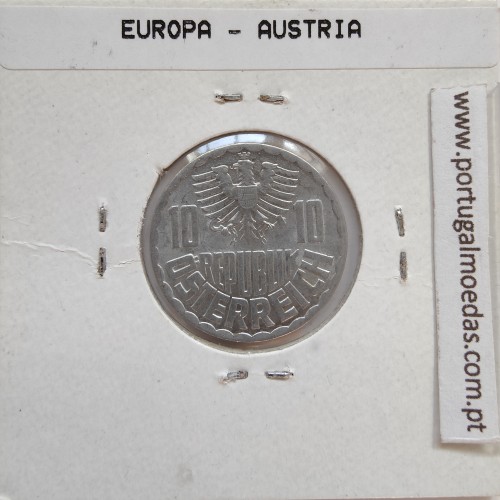 Áustria 10 Groschen 1971 Alumínio, World Coins Austria KM 2878, coin of 10 groschen 1971 Aluminium