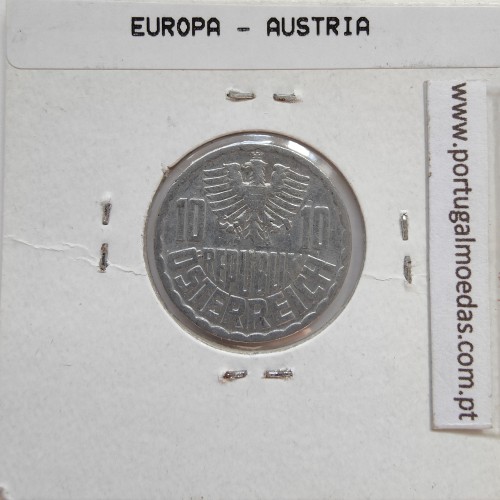 Áustria 10 Groschen 1971 Alumínio, World Coins Austria KM 2878, coin of 10 groschen 1971 Aluminium