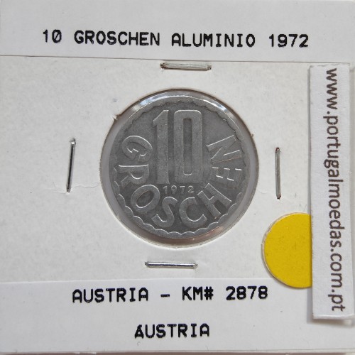 Áustria 10 Groschen 1972 Alumínio, World Coins Austria KM 2878, coin of 10 groschen 1972 Aluminium