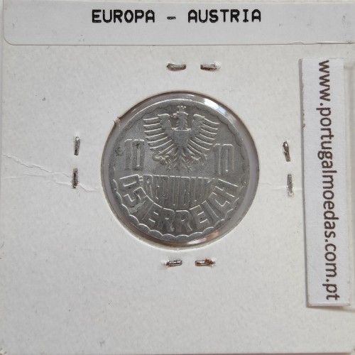 Áustria 10 Groschen 1972 Alumínio, World Coins Austria KM 2878, coin of 10 groschen 1972 Aluminium
