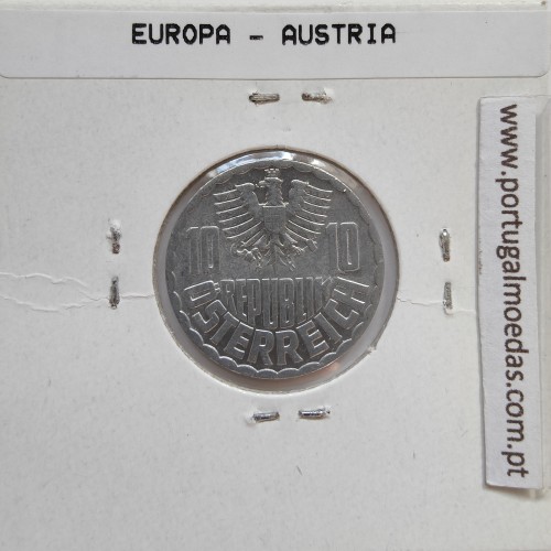 Áustria 10 Groschen 1973 Alumínio, World Coins Austria KM 2878, coin of 10 groschen 1973 Aluminium