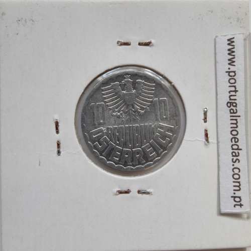 Áustria 10 Groschen 1973 Alumínio, World Coins Austria KM 2878, coin of 10 groschen 1973 Aluminium