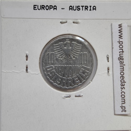 Áustria 10 Groschen 1973 Alumínio, World Coins Austria KM 2878, coin of 10 groschen 1973 Aluminium