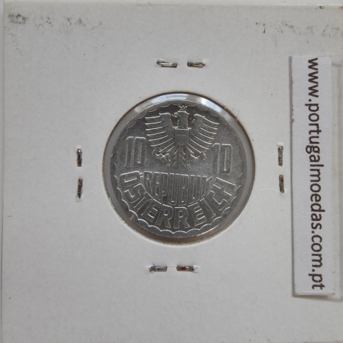 Áustria 10 Groschen 1974 Alumínio, World Coins Austria KM 2878, coin of 10 groschen 1974 Aluminium