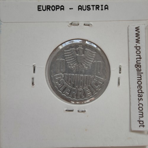 Áustria 10 Groschen 1974 Alumínio, World Coins Austria KM 2878, coin of 10 groschen 1974 Aluminium