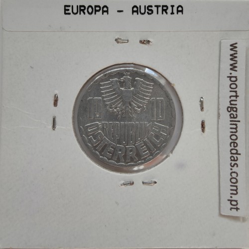 Áustria 10 Groschen 1974 Alumínio, World Coins Austria KM 2878, coin of 10 groschen 1974 Aluminium