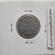 Áustria 10 Groschen 1975 Alumínio, World Coins Austria KM 2878, coin of 10 groschen 1975 Aluminium