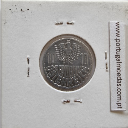 Áustria 10 Groschen 1976 Alumínio, World Coins Austria KM 2878, coin of 10 groschen 1976 Aluminium