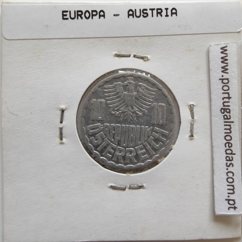 Áustria 10 Groschen 1976 Alumínio, World Coins Austria KM 2878, coin of 10 groschen 1976 Aluminium