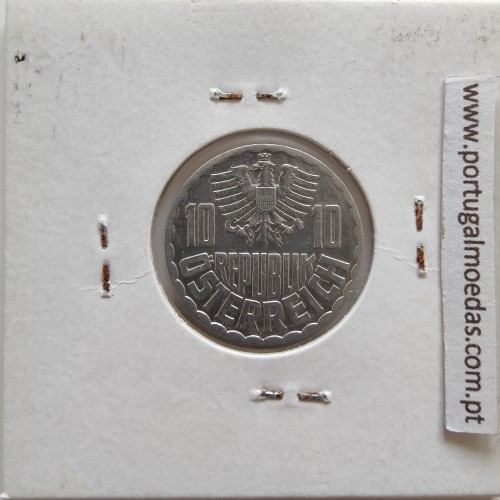 Áustria 10 Groschen 1977 Alumínio, World Coins Austria KM 2878, coin of 10 groschen 1977 Aluminium