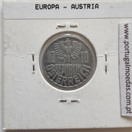 Áustria 10 Groschen 1977 Alumínio, World Coins Austria KM 2878, coin of 10 groschen 1977 Aluminium