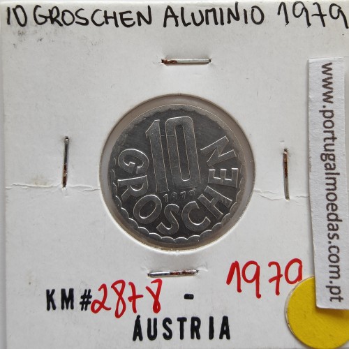 Áustria 10 Groschen 1979 Alumínio, World Coins Austria KM 2878, coin of 10 groschen 1979 Aluminium