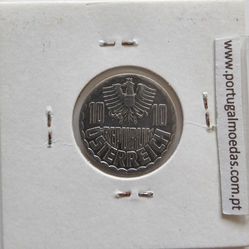 Áustria 10 Groschen 1979 Alumínio, World Coins Austria KM 2878, coin of 10 groschen 1979 Aluminium