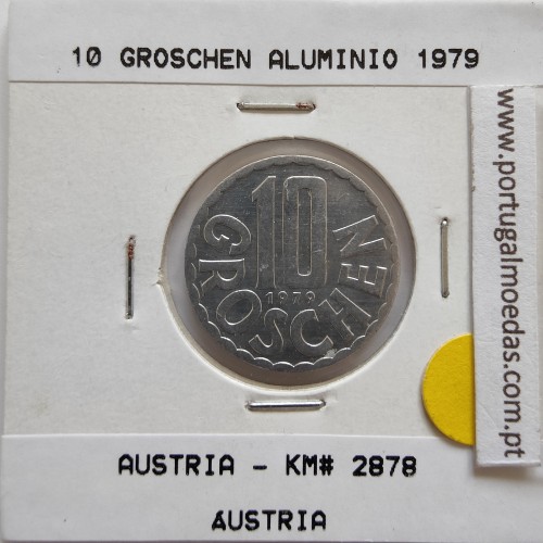 Áustria 10 Groschen 1979 Alumínio, World Coins Austria KM 2878, coin of 10 groschen 1979 Aluminium