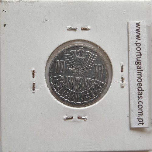 Áustria 10 Groschen 1980 Alumínio, World Coins Austria KM 2878, coin of 10 groschen 1980 Aluminium
