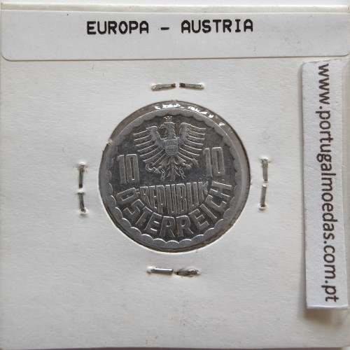 Áustria 10 Groschen 1980 Alumínio, World Coins Austria KM 2878, coin of 10 groschen 1980 Aluminium