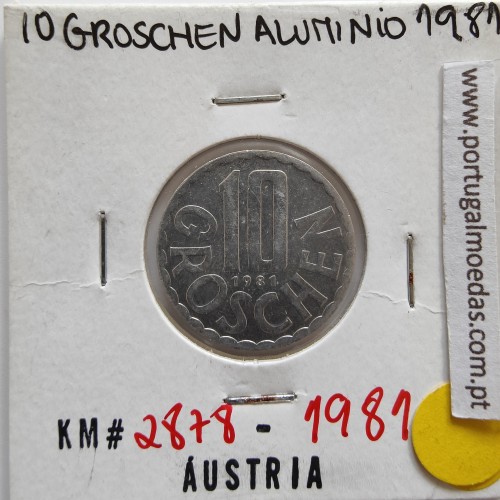 Áustria 10 Groschen 1981 Alumínio, World Coins Austria KM 2878, coin of 10 groschen 1981 Aluminium