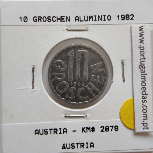 Áustria 10 Groschen 1982 Alumínio, World Coins Austria KM 2878, coin of 10 groschen 1982 Aluminium