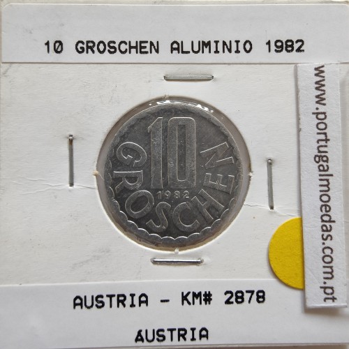 Áustria 10 Groschen 1982 Alumínio, World Coins Austria KM 2878, coin of 10 groschen 1982 Aluminium