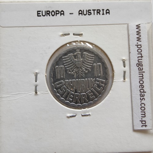 Áustria 10 Groschen 1982 Alumínio, World Coins Austria KM 2878, coin of 10 groschen 1982 Aluminium