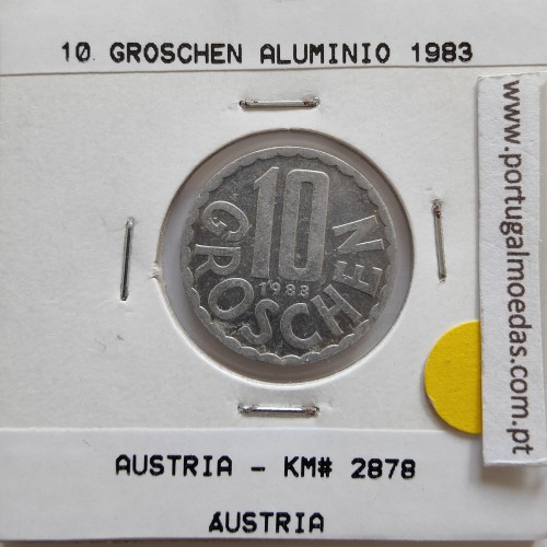 Áustria 10 Groschen 1983 Alumínio, World Coins Austria KM 2878, coin of 10 groschen 1983 Aluminium