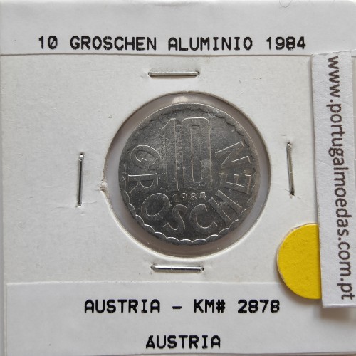 Áustria 10 Groschen 1984 Alumínio, World Coins Austria KM 2878, coin of 10 groschen 1984 Aluminium