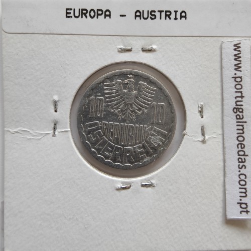 Áustria 10 Groschen 1984 Alumínio, World Coins Austria KM 2878, coin of 10 groschen 1984 Aluminium