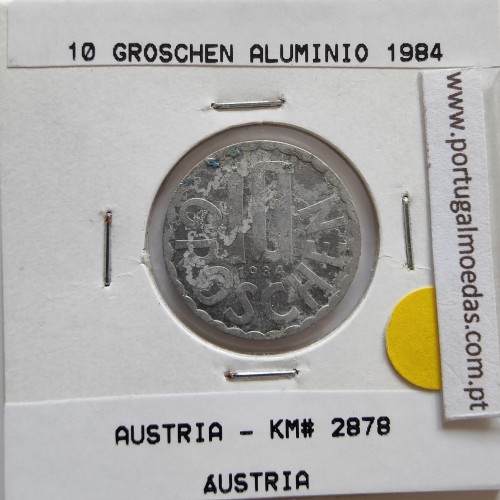 Áustria 10 Groschen 1984 Alumínio, World Coins Austria KM 2878, coin of 10 groschen 1984 Aluminium