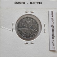 Áustria 10 Groschen 1985 Alumínio, World Coins Austria KM 2878, coin of 10 groschen 1985 Aluminium
