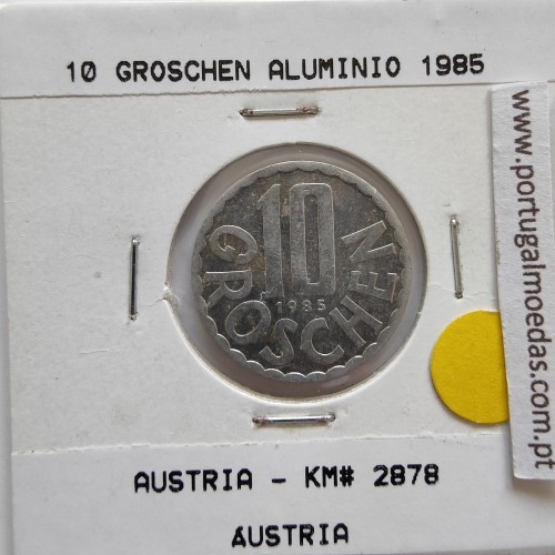 Áustria 10 Groschen 1985 Alumínio, World Coins Austria KM 2878, coin of 10 groschen 1985 Aluminium