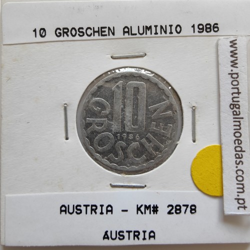 Áustria 10 Groschen 1986 Alumínio, World Coins Austria KM 2878, coin of 10 groschen 1986 Aluminium