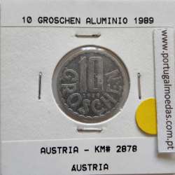Áustria 10 Groschen 1989 Alumínio, World Coins Austria KM 2878, coin of 10 groschen 1989 Aluminium