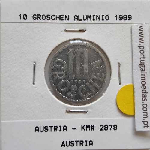 Áustria 10 Groschen 1989 Alumínio, World Coins Austria KM 2878, coin of 10 groschen 1989 Aluminium