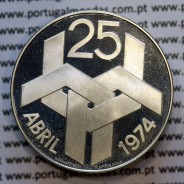 Coleção moedas prata Proof de 25 Abril 1974, 100$00 + 250$00 prata 1977 comemorativa do 25 de Abril 1974