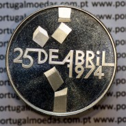 Coleção moedas prata Proof de 25 Abril 1974, 100$00 + 250$00 prata 1977 comemorativa do 25 de Abril 1974
